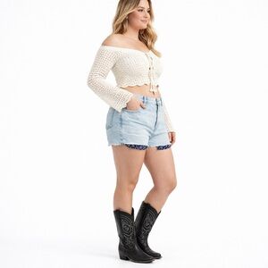 Jeans shorts Old Navy stretchy jeans high waisted shorts bleached size 16